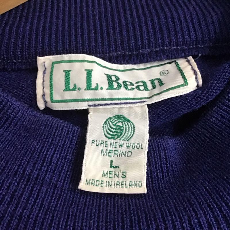 エルエルビーン L.L.Bean ニット、セーター 長袖 長袖ニットカットソー 無地 シンプルニット L 無地 紺 / ネイビー / メンズ USED 古着 中古 10144234