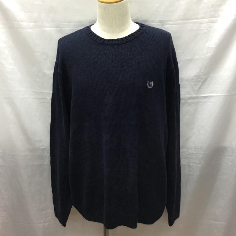 チャップス CHAPS ニット、セーター 長袖 長袖ニットカットソー ニット セーター クルーネックニット L ロゴ、文字 紺 / ネイビー / メンズ USED 古着 中古 10120448