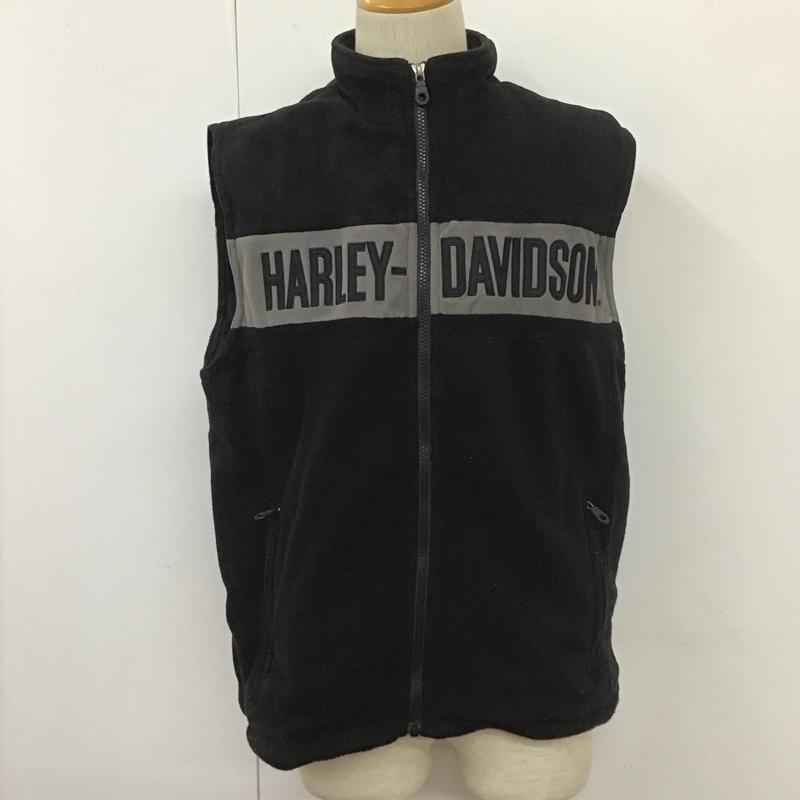 ハーレーダビッドソン Harley-Davidson ベスト ベスト 98430-09VM フリース フルジップ L ロゴ、文字 黒 / ブラック / X 灰 / グレー / メンズ USED 古着 中古 10111872