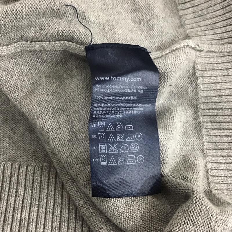 トミーヒルフィガー TOMMY HILFIGER ニット、セーター 長袖 長袖ニットカットソー ニット セーター Vネックニット L ロゴ、文字 灰 / グレー / メンズ USED 古着 中古 10109089