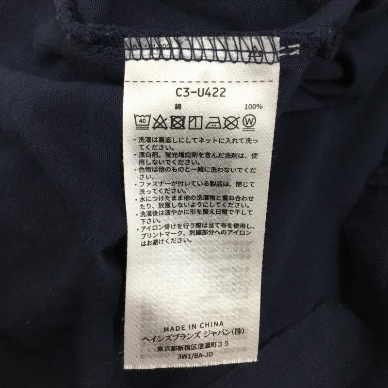 チャンピオン Champion カットソー 七分袖 c3-u422 SLEEVETSHIRT クルーネックカットソー プリントTシャツ L ロゴ、文字 紺 / ネイビー / メンズ USED 古着 中古 10118693