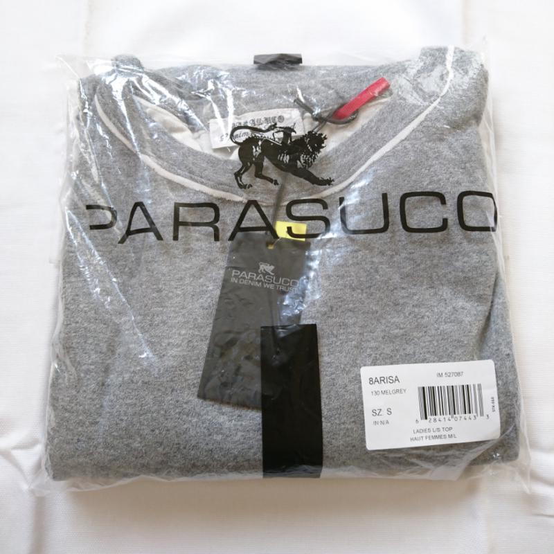 パラスコ PARASUCO Tシャツ 長袖 S 無地 X 刺繍 灰 / グレー / メンズ USED 古着 中古 10002098