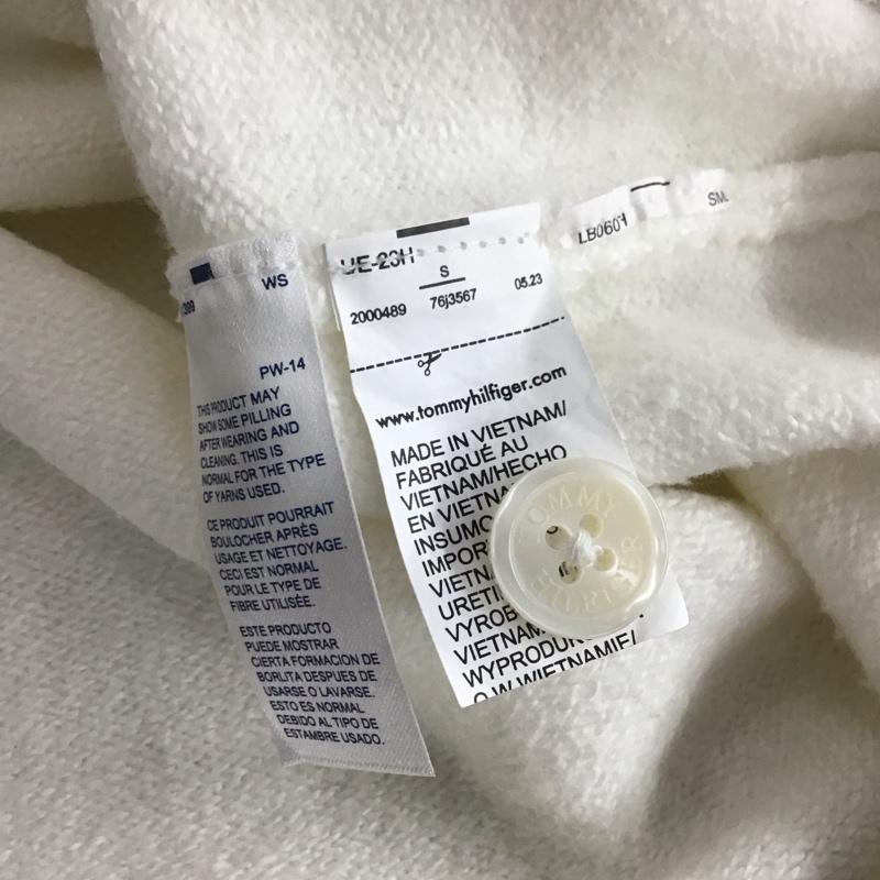 トミーヒルフィガー TOMMY HILFIGER ニット、セーター 長袖 Vネック S ワンポイント 白 / ホワイト / レディース USED 古着 中古 10142149