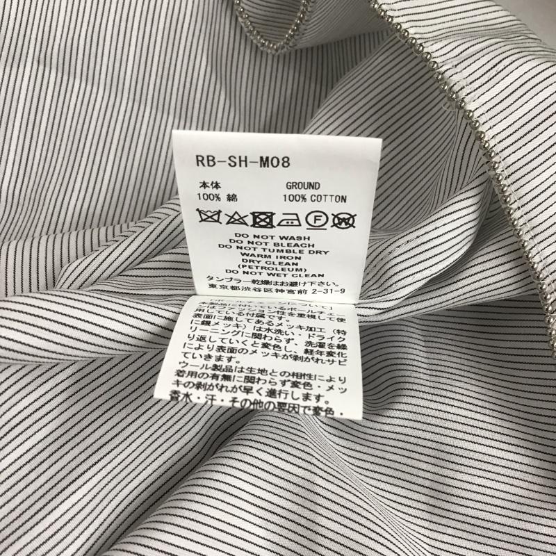 ファセッタズム FACETASM シャツ、ブラウス 長袖 RB-SH-M08 コットン ストライプ 刺繍 4 ロゴ、文字 白 / ホワイト / X 黒 / ブラック / メンズ USED 古着 中古 10111573