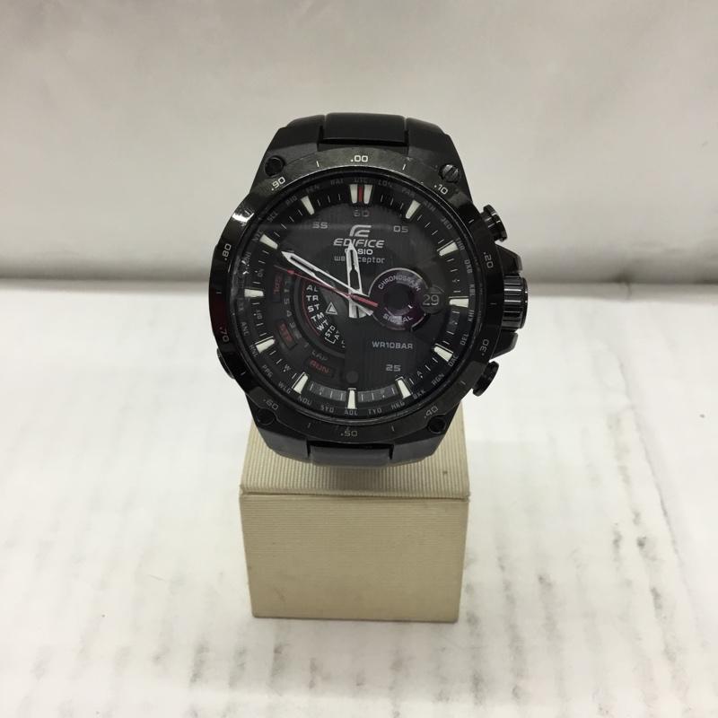 カシオ CASIO 腕時計 アナログ(クォーツ式) EQW-A1000 EDIFICE ソーラー電波 箱有 ロゴ、文字 黒 / ブラック / メンズ USED 古着 中古 10106504