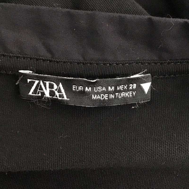 ザラ ZARA シャツ、ブラウス 七分袖 カジュアルシャツ ノーカラーシャツ 七分丈 フレアシャツ M 無地 黒 / ブラック / レディース USED 古着 中古 10109947