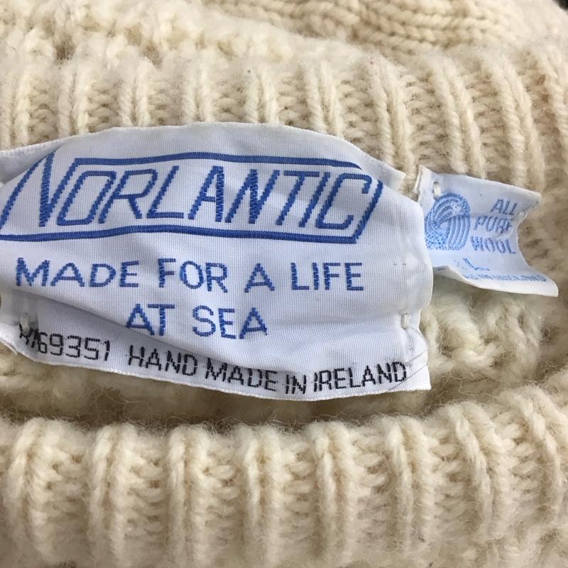古着 USED ニット、セーター 長袖 長袖ニット リブニット セーター クルーネックカットソー セーター アイルランド製 アラン編み L 無地 オフホワイト / オフホワイト / メンズ USED 古着 中古 10106304