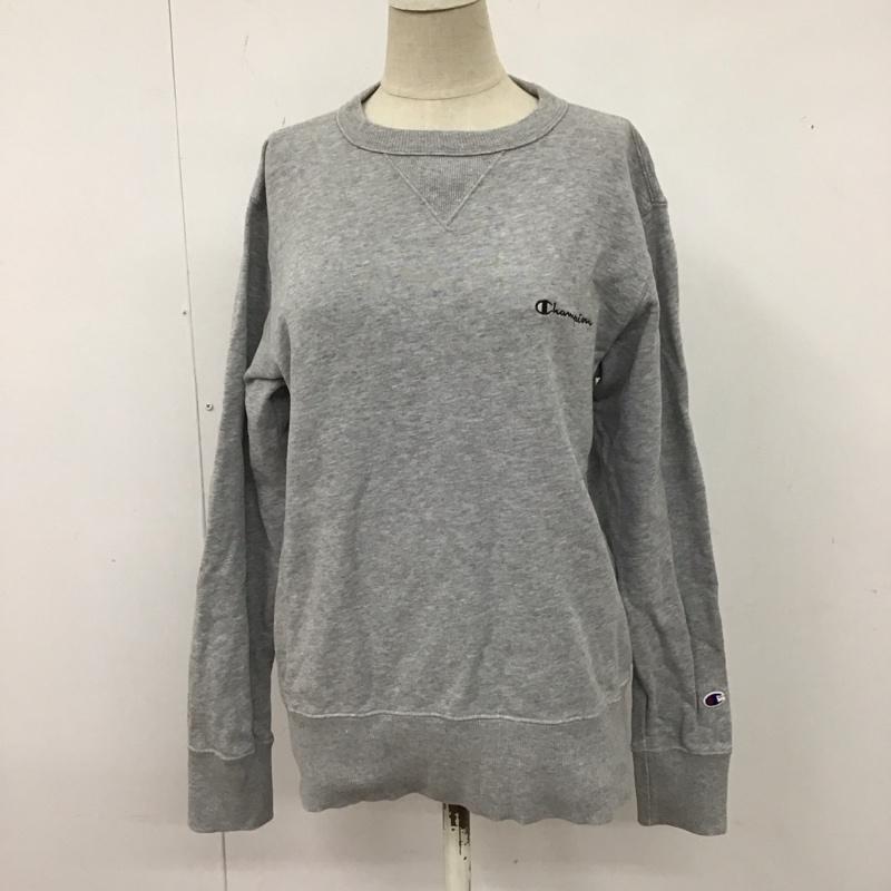チャンピオン Champion トレーナー 長袖 CWSJ026 スウェット クルーネック 裏毛 M ロゴ、文字 灰 / グレー / レディース USED 古着 中古 10123048