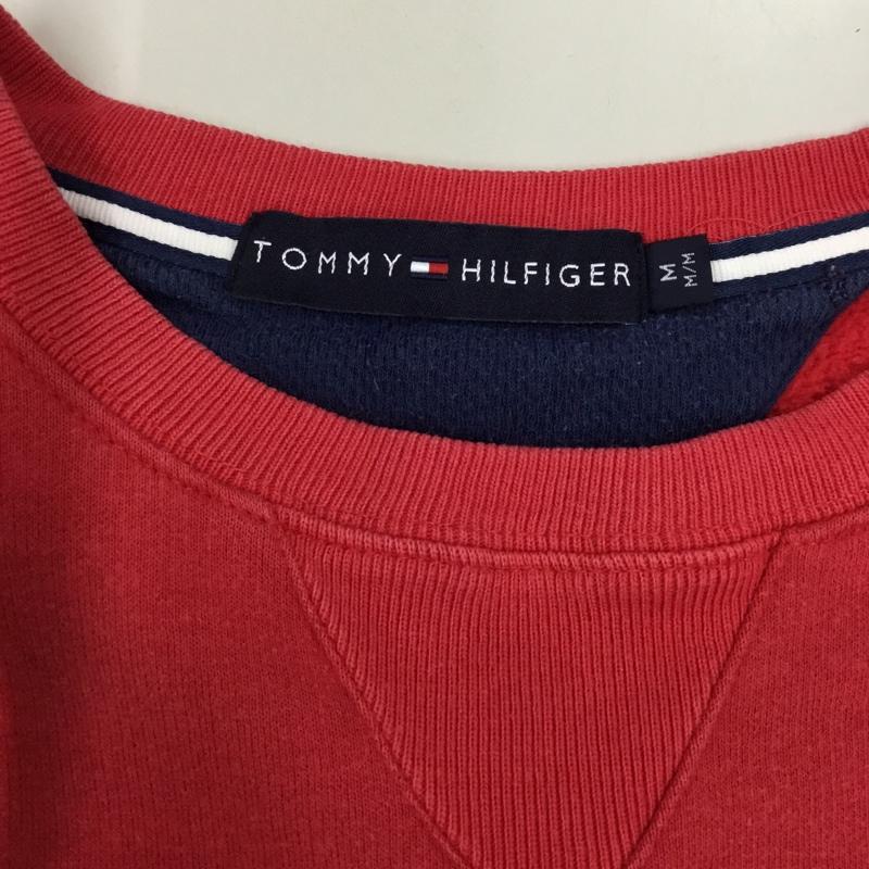 トミーヒルフィガー TOMMY HILFIGER トレーナー 長袖 スウェット 裏起毛 M ロゴ、文字 赤 / レッド /  メンズ USED 古着 中古 10117169