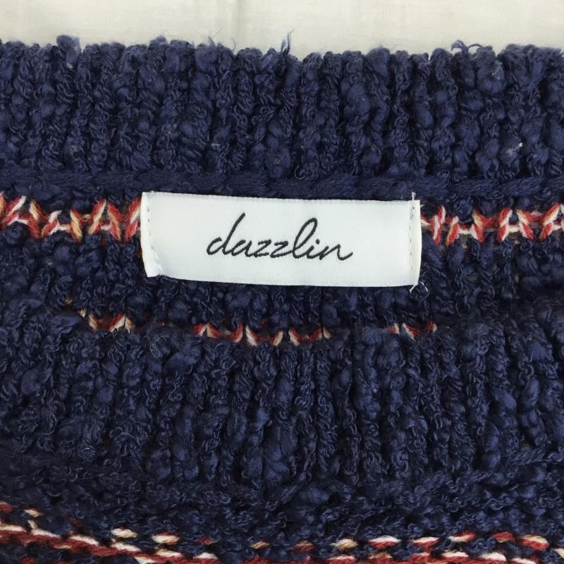 ダズリン dazzlin ニット、セーター 長袖 FREE ボーダー柄 紺 / ネイビー / X 赤 / レッド / レディース USED 古着 中古 10138996