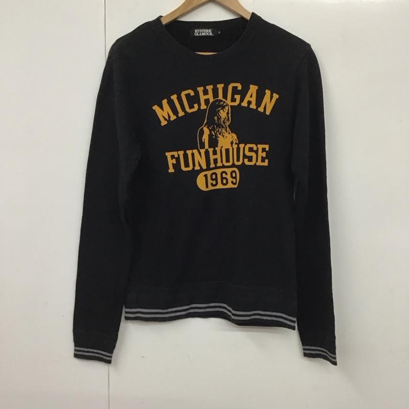 ヒステリックグラマー HYSTERIC GLAMOUR トレーナー 長袖 長袖トレーナー スウェット クルーネック プルオーバー S プリント 黒 / ブラック / メンズ USED 古着 中古 10130594