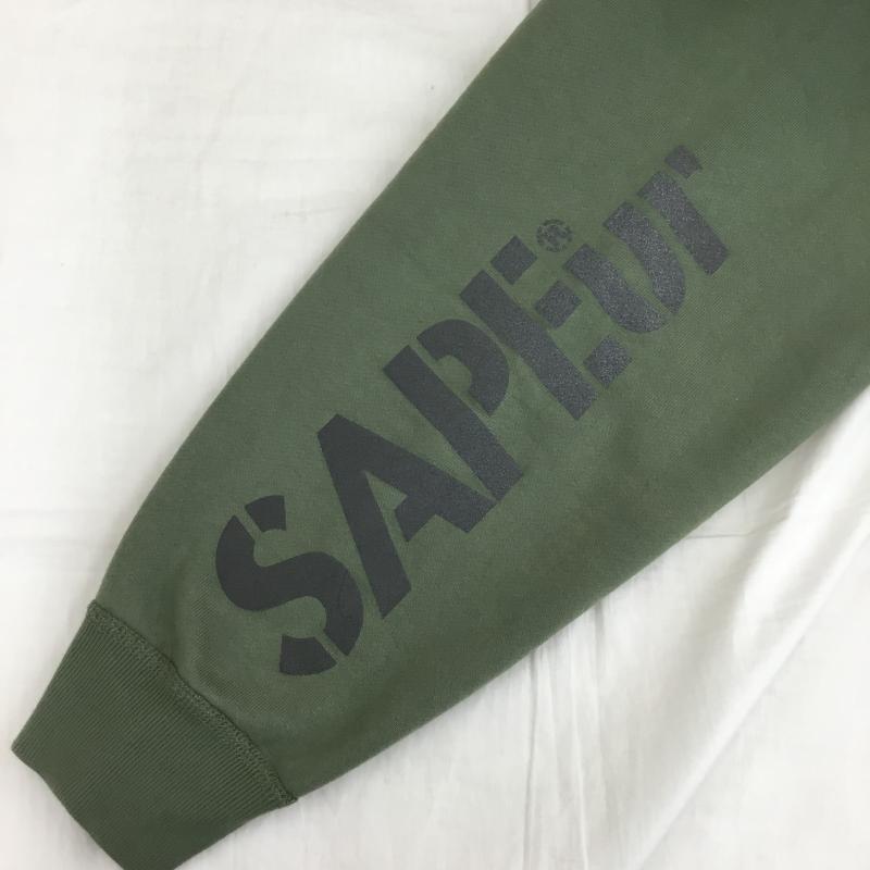 サプール SAPEur パーカー 長袖 A Elegantes SAPEur リフレクターロゴ XL ロゴ、文字 カーキ / カーキ / X チャコールグレー / チャコールグレー / メンズ USED 古着 中古 10136987