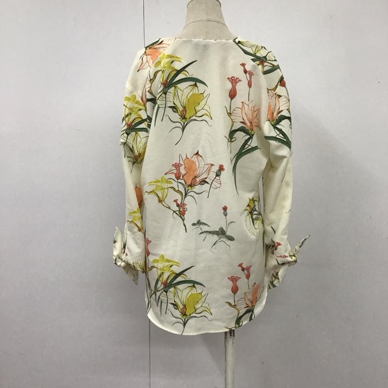 ザラベーシック ZARA BASIC シャツ、ブラウス 七分袖 ノーカラーシャツカットソー Vネック 七分丈シャツ プルオーバー M プリント マルチカラー / マルチカラー / レディース USED 古着 中古 10109226