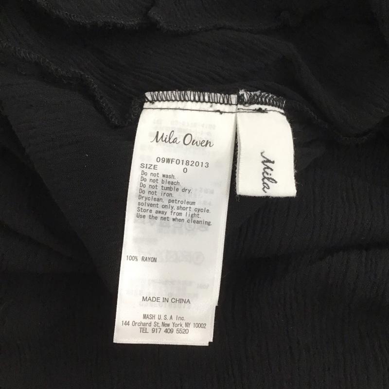 ミラオーウェン Mila Owen ワンピース ロングスカート 長袖ロングワンピース ノーカラーシャツワンピース フレアスカート フロントボタン 0 無地 黒 / ブラック / レディース USED 古着 中古 10142045