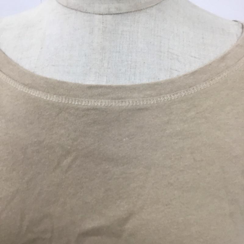 ザラ ZARA カットソー 半袖 0085 157 706 クルーネック ウエスト切替 L 無地 ベージュ / ベージュ / レディース USED 古着 中古 10122570