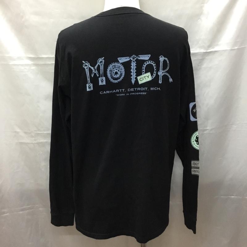 カーハート Carhartt カットソー 長袖 長袖カットソー クルーネックカットソー ロングスリーブカットソー プリントTシャツ M プリント 黒 / ブラック /  メンズ USED 古着 中古 10109365