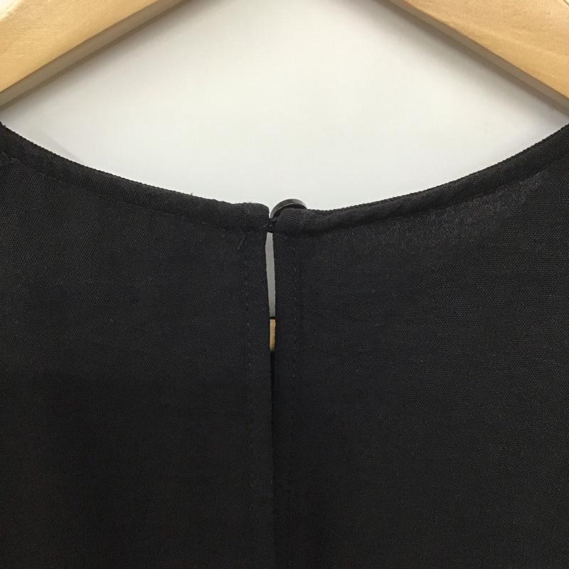 ザラ ZARA ワンピース ロングスカート 0264 670 800 FLOWY MIDI DRESS 半袖 サイドリボン S 無地 黒 / ブラック / レディース USED 古着 中古 10138650