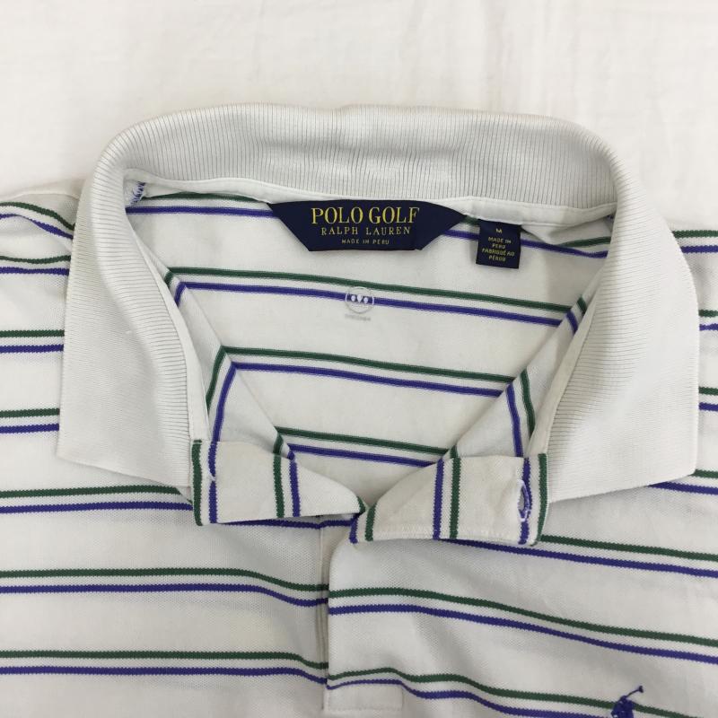 ポロゴルフラルフローレン POLOGOLF ポロシャツ 半袖 M ボーダー柄 白 / ホワイト / メンズ USED 古着 中古 10133531