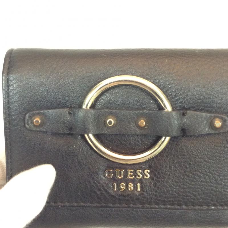 ゲス Guess 財布 二つ折り 無地 黒 / ブラック / black レディース USED 古着 中古 10004215
