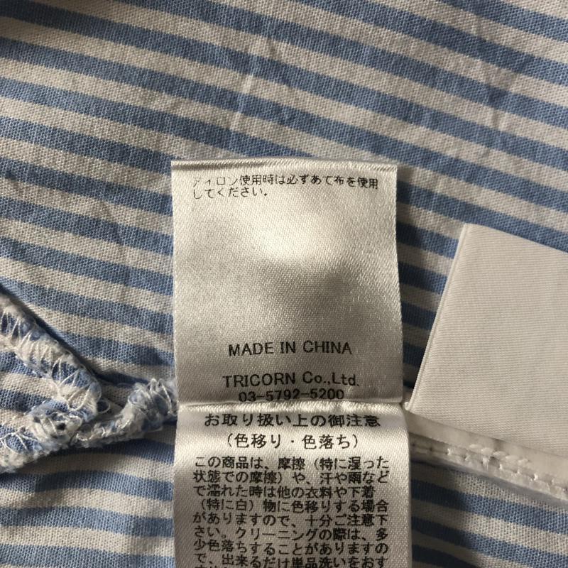 ヨーロ YOLO ワンピース ひざ丈スカート FREE ストライプ 白 / ホワイト / X 青 / ブルー / レディース USED 古着 中古 10005377