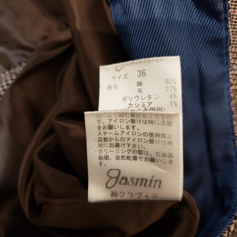 ジャスミン 16E Jasmin パンツ スラックス 7分丈 36 チェック 茶 / ブラウン / レディース USED 古着 中古 10005657