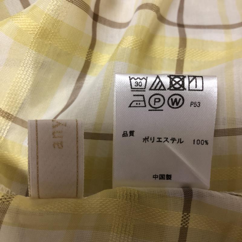 エニィスィス any SiS カットソー 七分袖 2 チェック 白 / ホワイト / X 黄 / イエロー / X 茶 / ブラウン / レディース USED 古着 中古 10009808