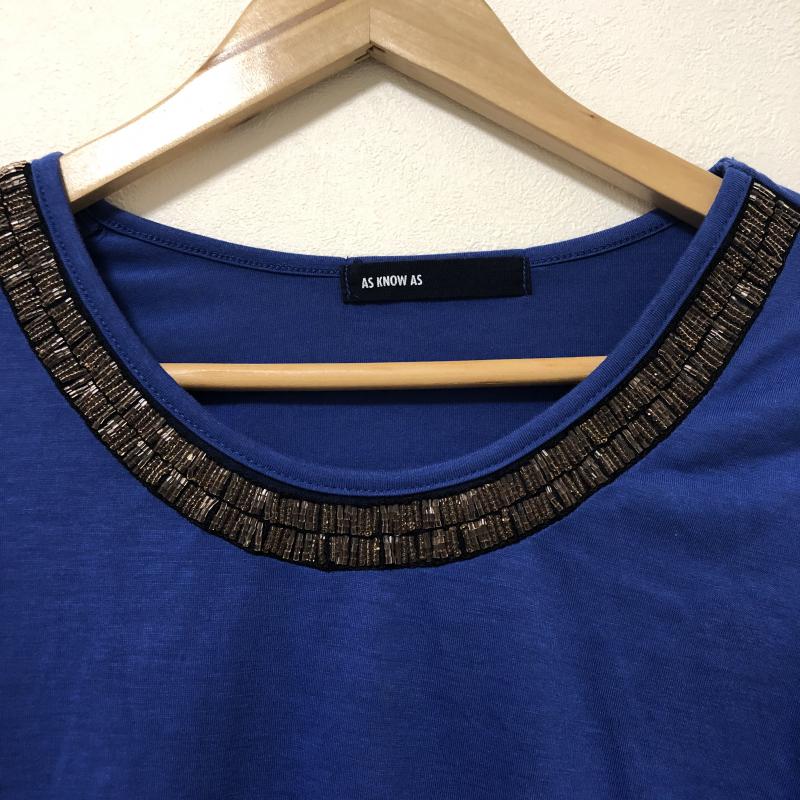 アズノゥアズ as know as カットソー 長袖 ビーズ 無地 X 青 / ブルー / blue X 黒 / ブラック / black X 茶 / ブラウン / brown レディース USED 古着 中古 10029116