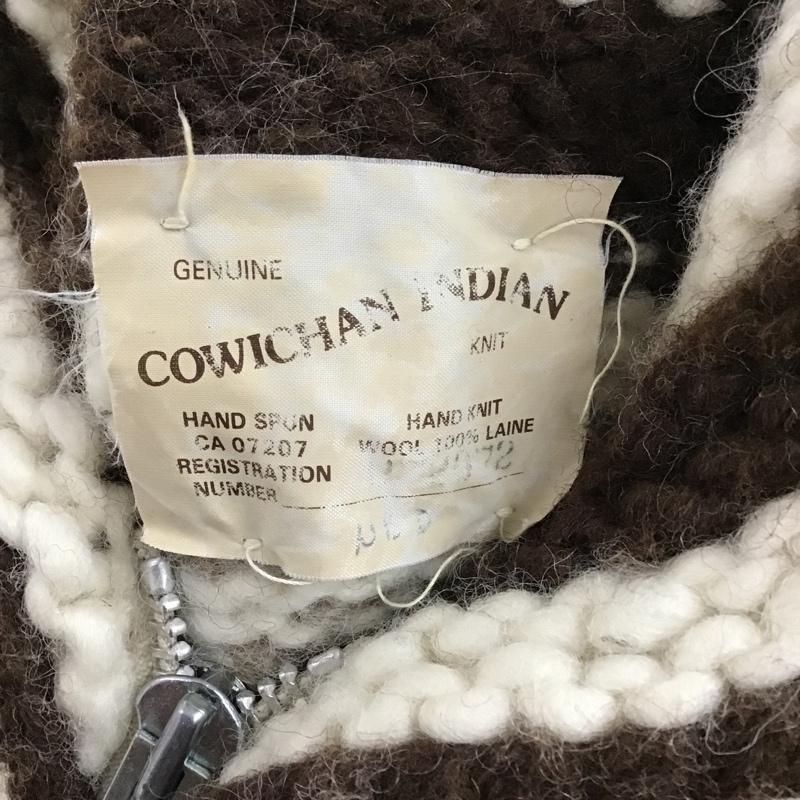 古着 USED ジャケット、上着 ジャンパー、ブルゾン ジップアップニットジャケット カラーニットジャケット アウター 古着 プリント 白 / ホワイト / white X 茶 / ブラウン / brown メンズ USED 古着 中古 10103273