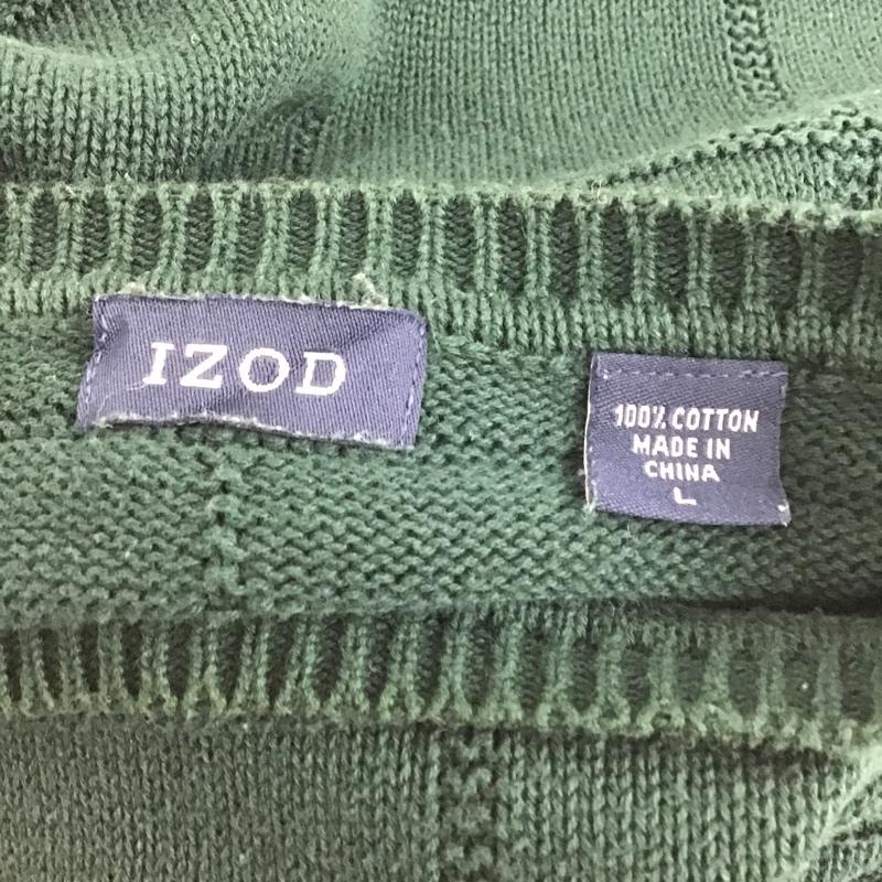 アイゾッド IZOD ニット、セーター 長袖 コットン クルーネック L ワンポイント 緑 / グリーン / green メンズ USED 古着 中古 10103791
