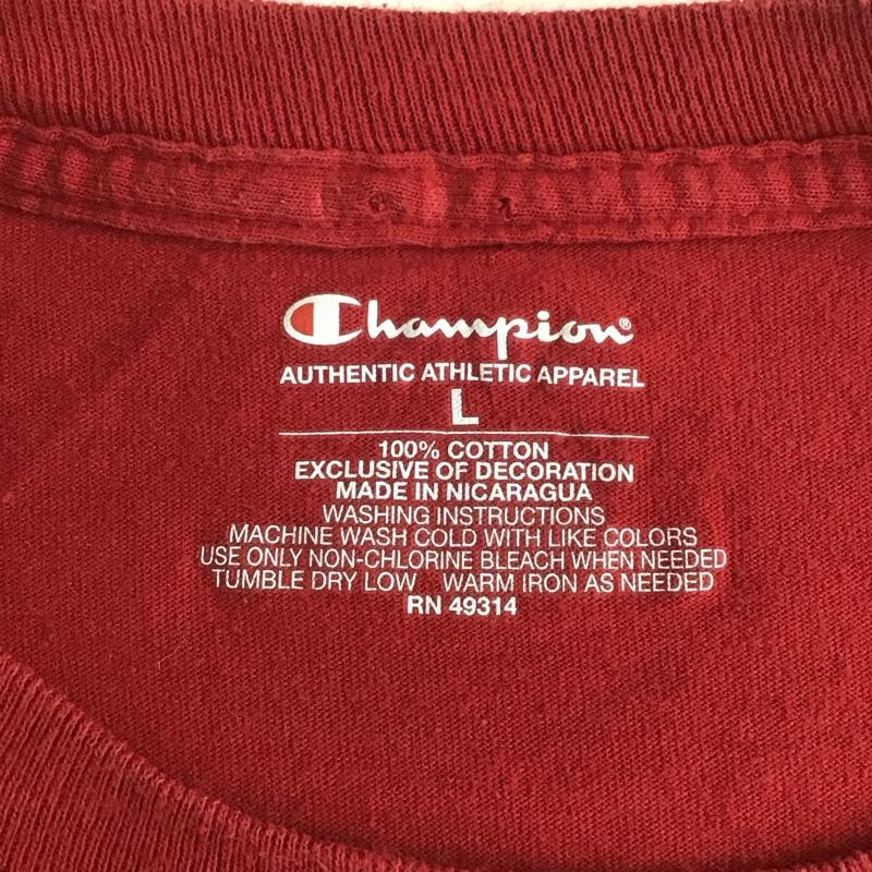 チャンピオン Champion Tシャツ 半袖 半袖カットソー プリントTシャツ クルーネックカットソー L プリント 赤 / レッド / red メンズ USED 古着 中古 10107302