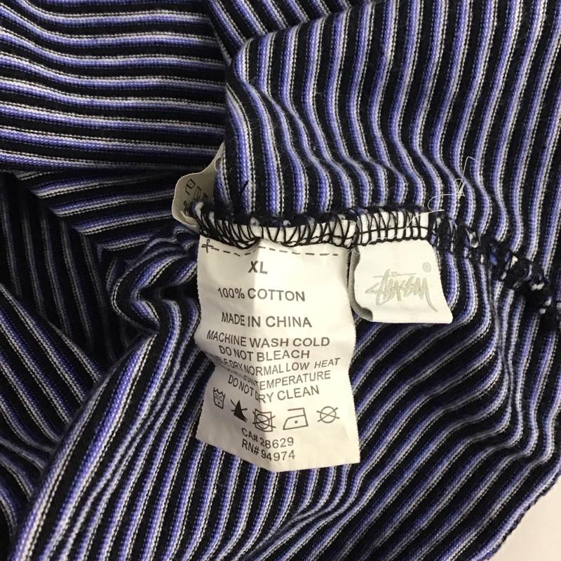 ステューシー STUSSY Tシャツ 半袖 半袖カットソー プリントTシャツ クルーネックカットソー XL ボーダー柄 マルチカラー / マルチカラー / メンズ USED 古着 中古 10125473