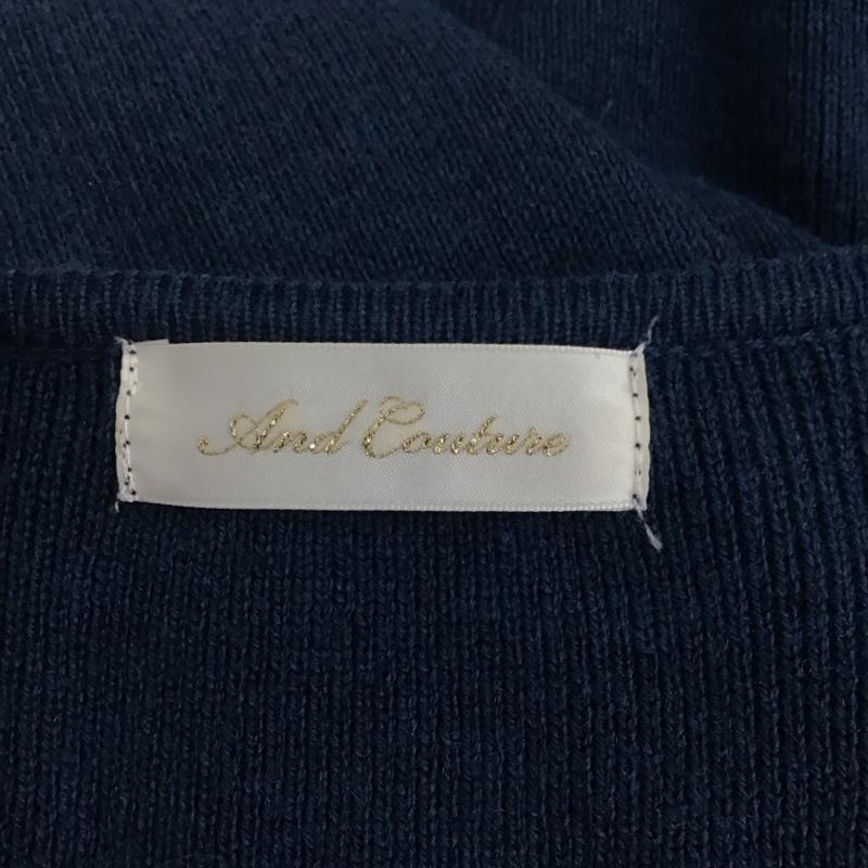 アンドクチュール And Couture ワンピース ロングスカート 09-2025100663 Vネック スカート切替 長袖 38 無地 青 / ブルー / X チャコールグレー / チャコールグレー / レディース USED 古着 中古 10126073