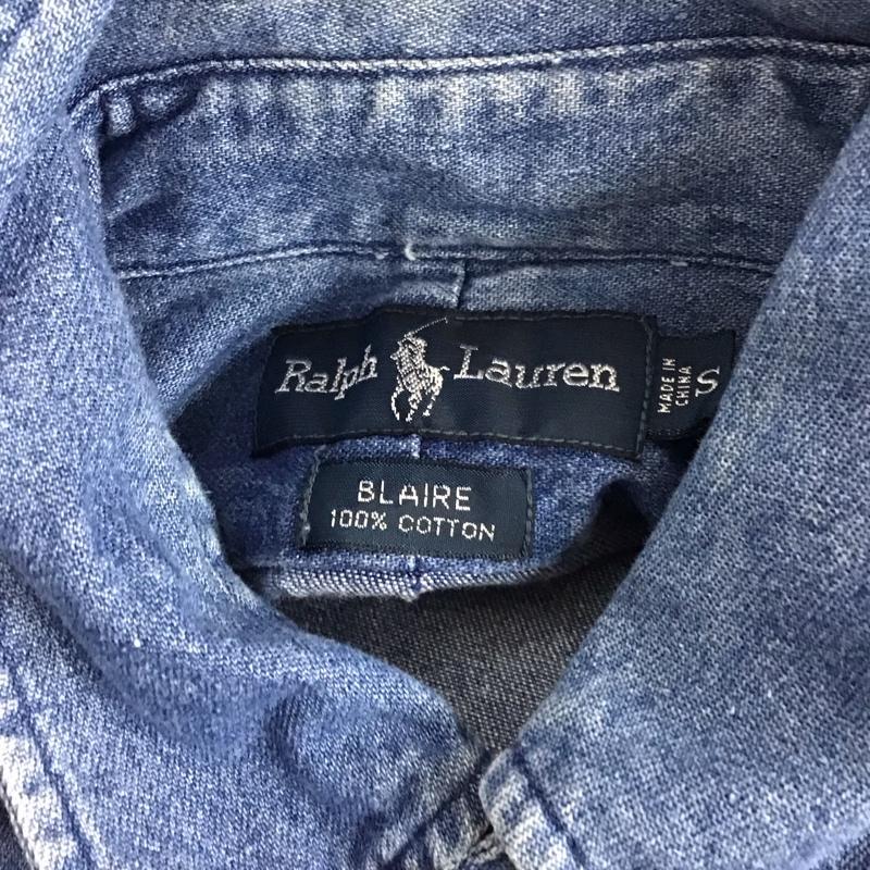 ラルフローレン RALPHLAUREN シャツ、ブラウス 長袖 長袖シャツ デニムシャツ カラーシャツ S ロゴ、文字 インディゴ / インディゴ / メンズ USED 古着 中古 10126280