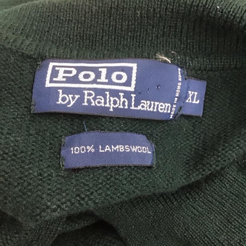 ポロバイラルフローレン Polo by RALPH LAUREN ニット、セーター 長袖 長袖ニットカットソー カラーネック セーター XL ロゴ、文字 緑 / グリーン / メンズ USED 古着 中古 10126436