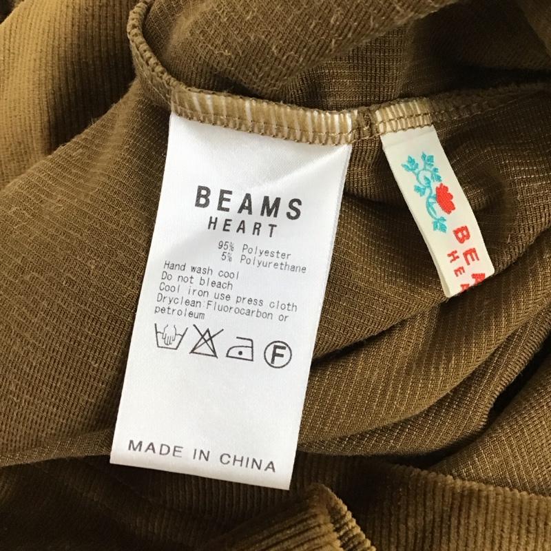 ビームス ハート BEAMS HEART カットソー 七分袖 43-14-0257-152 スタンドネック コーデュロイ 無地 茶 / ブラウン / レディース USED 古着 中古 10126489