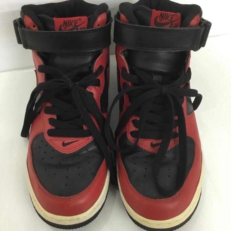 ナイキ NIKE スニーカー スニーカー 306352 063 AIR FORCE 1 MID 26cm 26.0cm ロゴ、文字 黒 / ブラック / X 赤 / レッド / メンズ USED 古着 中古 10126703