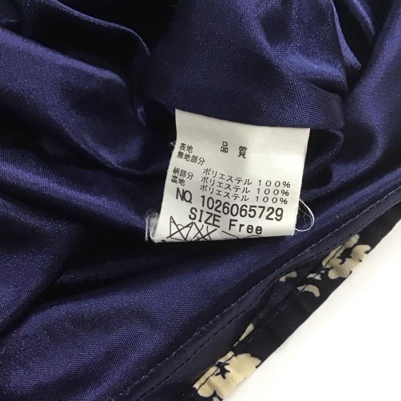 マジェスティックレゴン MAJESTIC LEGON ワンピース ひざ丈スカート 長袖ワンピース 花柄ワンピース フレアスカート FREE プリント 紺 / ネイビー / レディース USED 古着 中古 10127395