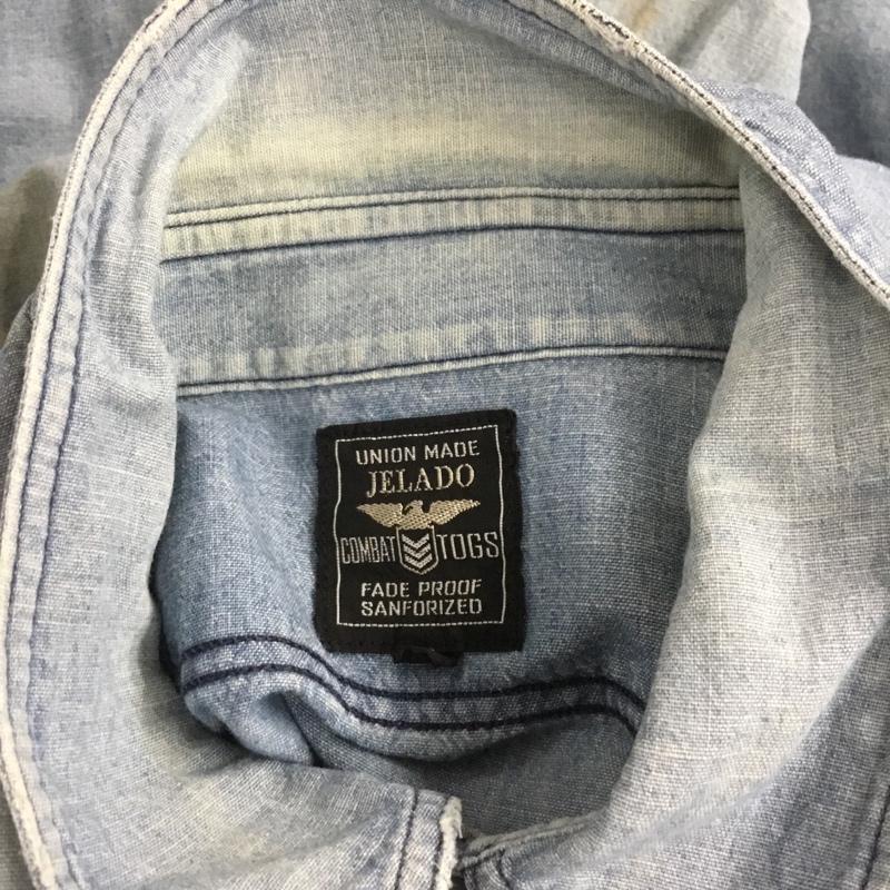 ジェラード JELADO シャツ、ブラウス 長袖 ct11109 NavalShirtsVintageFinish 長袖デニムシャツ L ダメージ加工 インディゴ / インディゴ / メンズ USED 古着 中古 10127673