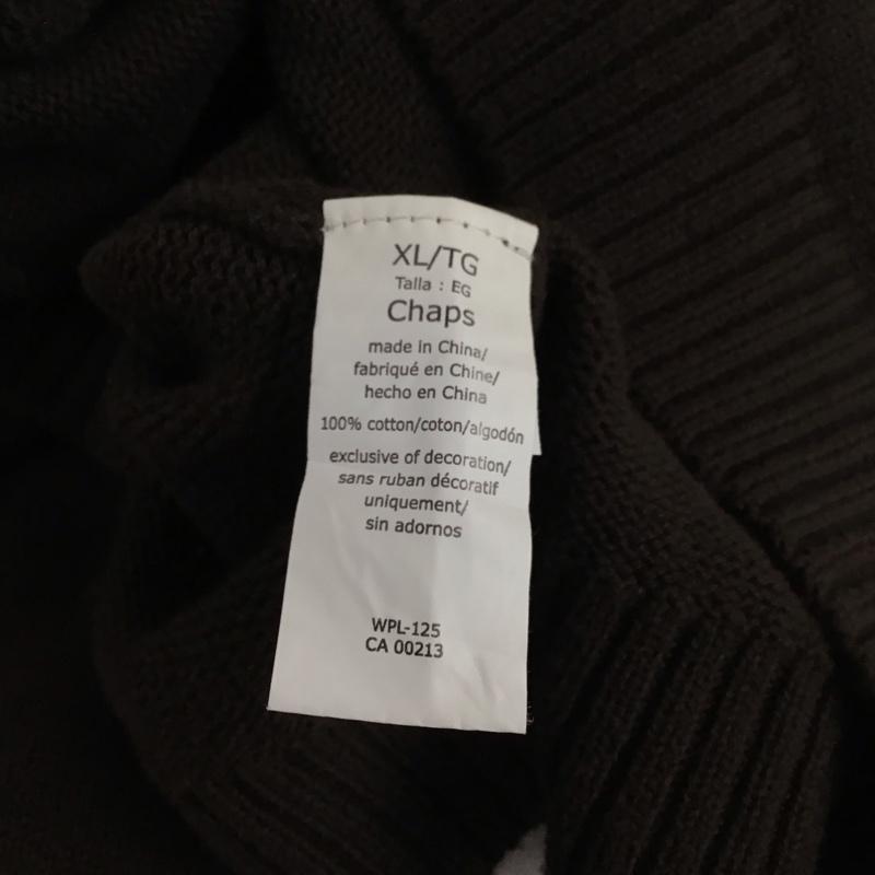 チャップス CHAPS ニット、セーター 長袖 長袖ニットカットソー スタンドネック セーター XL ロゴ、文字 茶 / ブラウン / メンズ USED 古着 中古 10128005