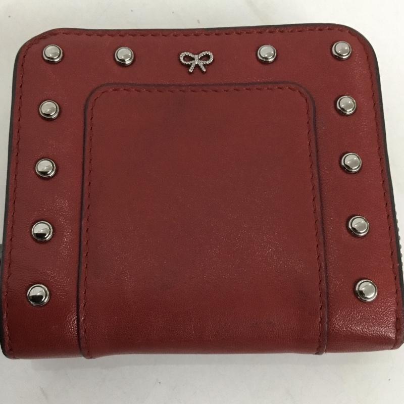 アニヤハインドマーチ ANYA HINDMARCH 財布 二つ折り 202151041-78 リボン スタッズ 箱有 ワンポイント 赤 / レッド / レディース USED 古着 中古 10128298