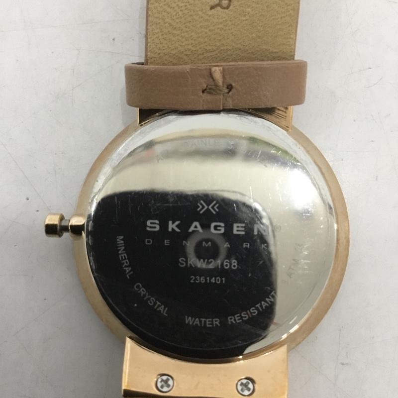 スカーゲン SKAGEN 腕時計 アナログ(クォーツ式) SKW2168 レザーベルト ロゴ、文字 ベージュ / ベージュ / レディース USED 古着 中古 10135184