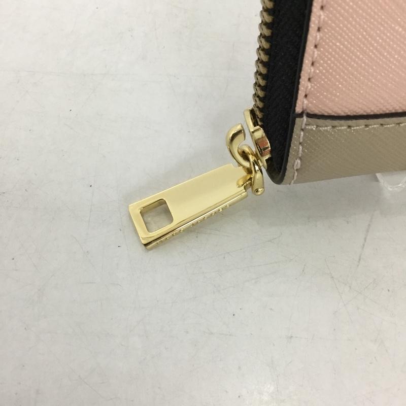 マークジェイコブス MARCJACOBS カードケース カードケース M0013675-697 ラウンドファスナー ロゴ、文字 桃 / ピンク / X ベージュ / ベージュ / レディース USED 古着 中古 10136342