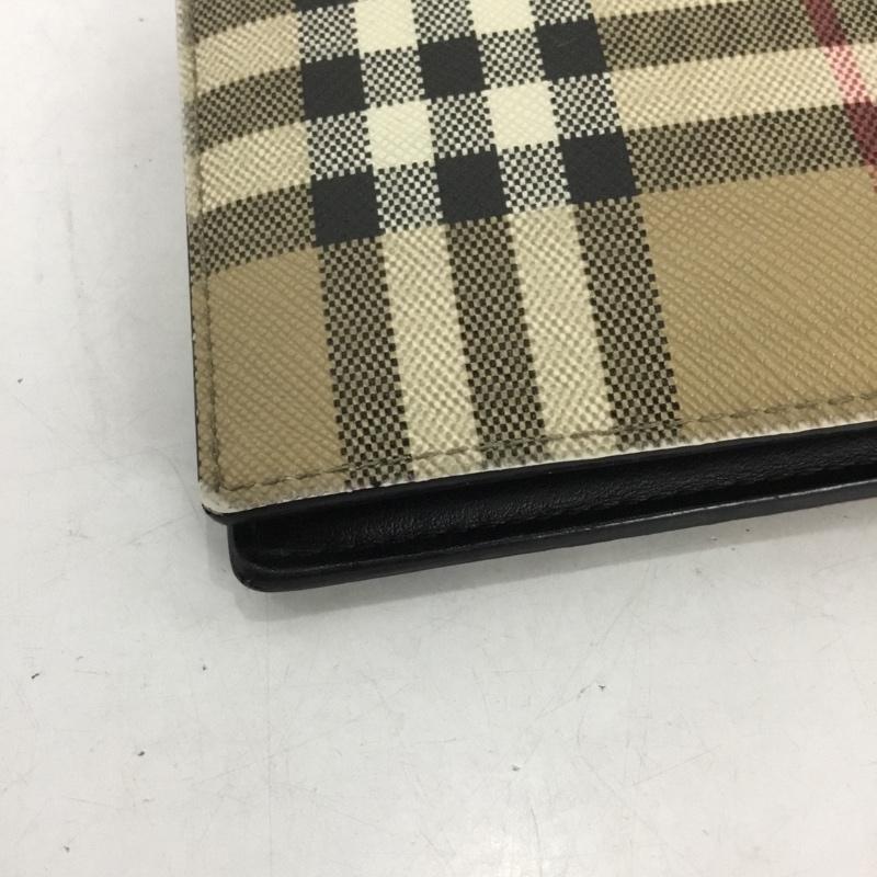 バーバリー BURBERRY 財布 二つ折り チェック ベージュ / ベージュ / X 白 / ホワイト / X 黒 / ブラック / X 赤 / レッド / メンズ USED 古着 中古 10136343