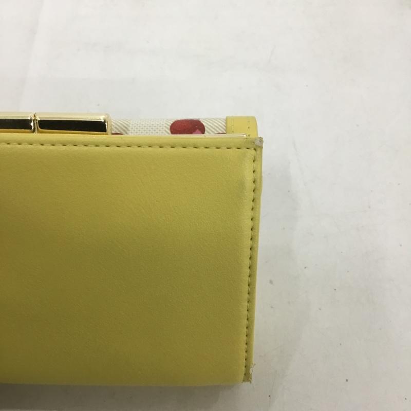 サマンサベガ Samantha Vega 財布 コンパクト財布 チェック チェリー がま口 ロゴ、文字 黄 / イエロー / レディース USED 古着 中古 10136968
