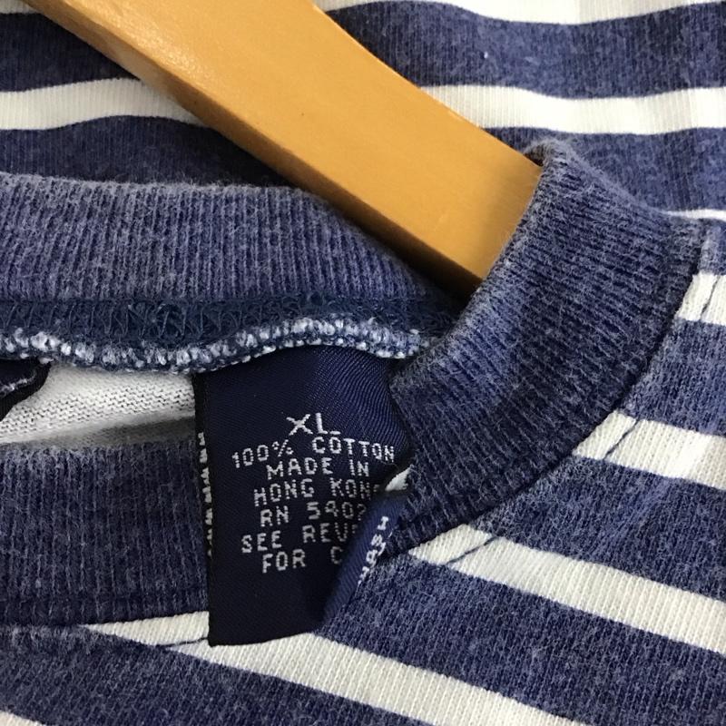 ギャップ GAP Tシャツ 半袖 半袖カットソー プリントTシャツ クルーネックカットソー 90s XL ボーダー柄 白 / ホワイト / X 紺 / ネイビー / メンズ USED 古着 中古 10137839