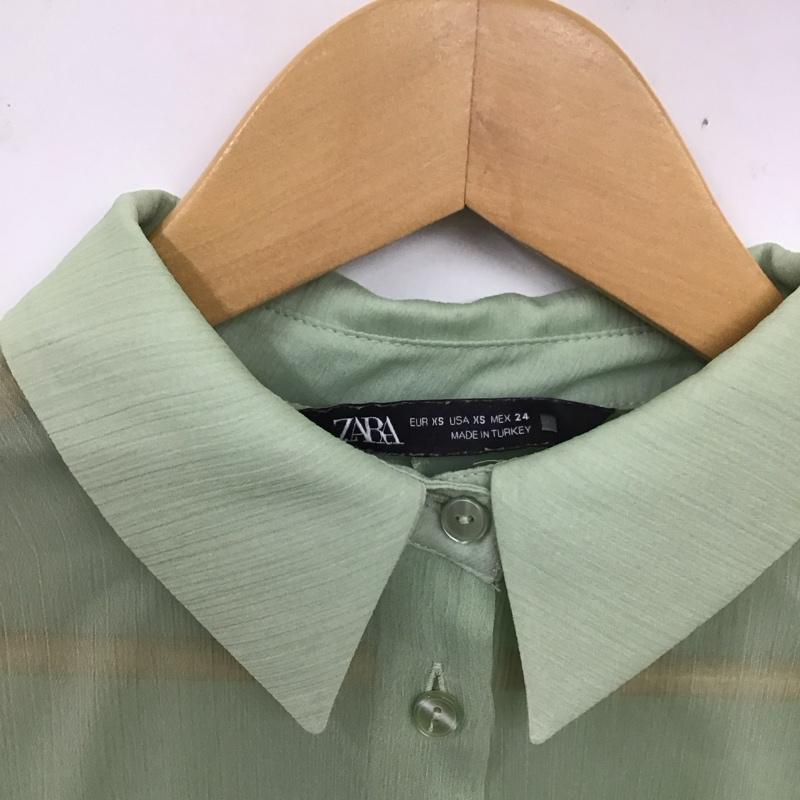ザラ ZARA シャツ、ブラウス 長袖 XS 無地 薄緑 / ライトグリーン / レディース USED 古着 中古 10124811