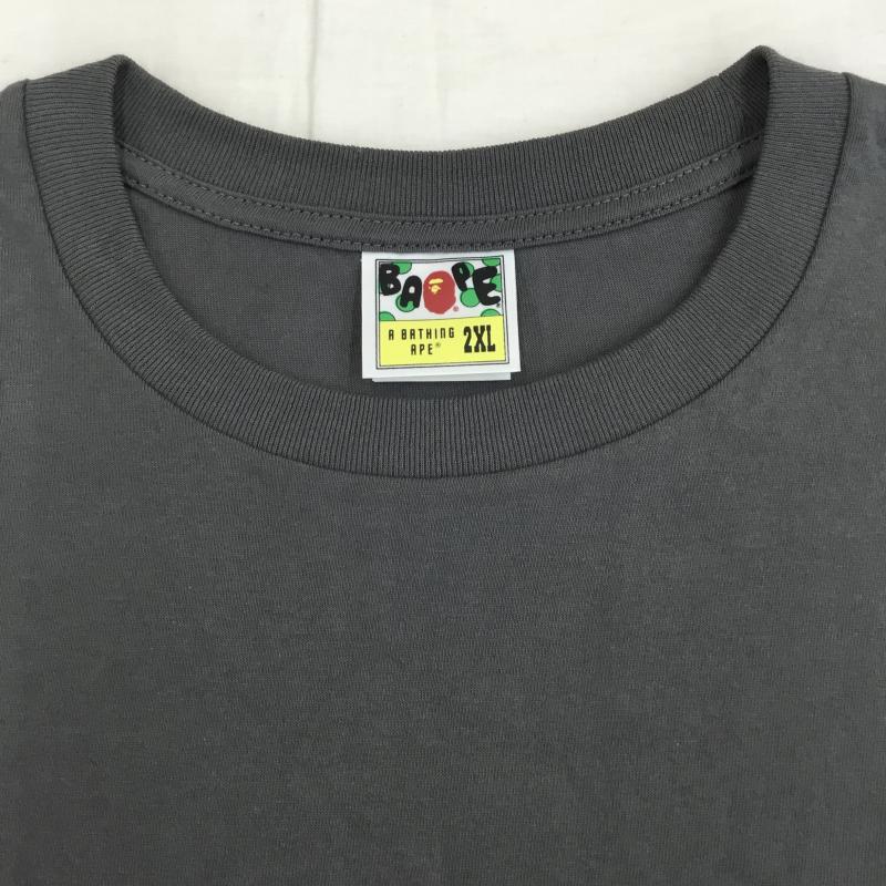 アベイシングエイプ A BATHING APE Tシャツ 半袖 XXL ロゴ、文字 チャコールグレー / チャコールグレー / メンズ USED 古着 中古 10139623