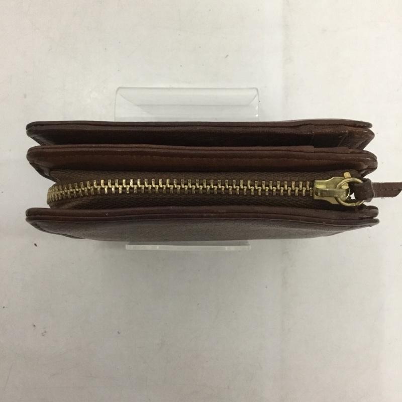 スロウ SLOW 財布 二つ折り L字ファスナー レザー 箱有 無地 茶 / ブラウン / メンズ USED 古着 中古 10140434