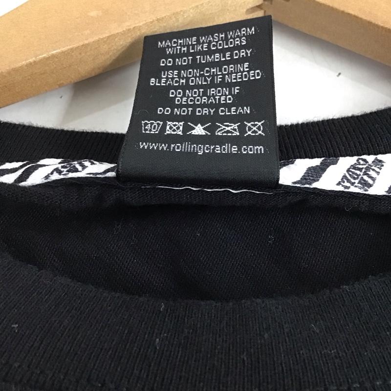 ローリングクレイドル ROLLING CRADLE Tシャツ 半袖 半袖カットソー プリントTシャツ クルーネックカットソー L ロゴ、文字 黒 / ブラック / メンズ USED 古着 中古 10140708