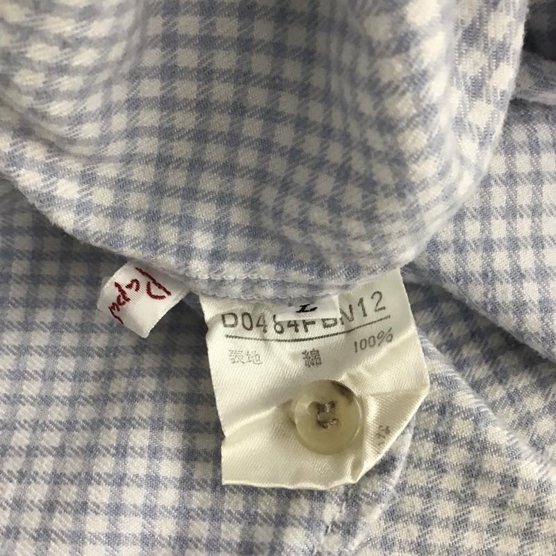 パパス PAPAS シャツ、ブラウス 長袖 長袖シャツ チェックシャツ カラーシャツ L チェック 白 / ホワイト / X 水色 / ライトブルー / メンズ USED 古着 中古 10141029